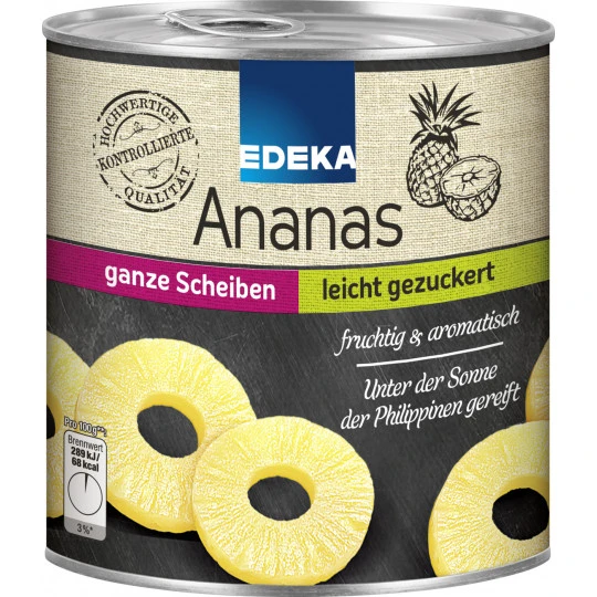 Ananas Ganze Scheiben Leicht Gezuckert 836G 1 Ananas Ganze Scheiben Leicht Gezuckert 836G
