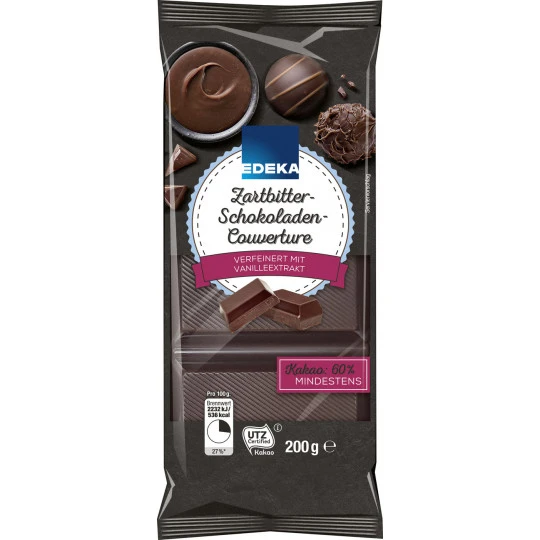 Zartbitter Schokoladen Couverture 200G 1 Zartbitter Schokoladen Couverture 200G