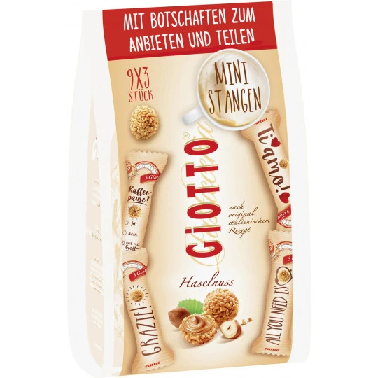 Giotto Haselnuss Mini-Stangen 116G 1 Giotto Haselnuss Mini-Stangen 116G