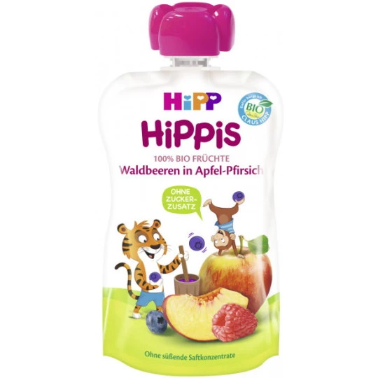 Bio Hippis Waldbeeren In Apfel-Pfirsich 100G 1 Bio Hippis Waldbeeren In Apfel-Pfirsich 100G