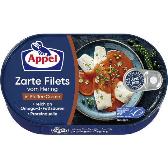 Zarte Heringsfilets In Pfeffer-Creme 200G 1 Zarte Heringsfilets In Pfeffer-Creme 200G