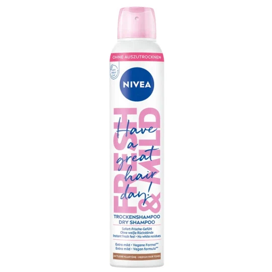 NIVEA Fresh&Mild Trockenshampoo Mittlere Haartöne 200ML 1 NIVEA Fresh&Mild Trockenshampoo Mittlere Haartöne 200ML