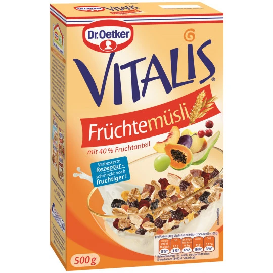Dr. Oetker Vitalis Früchtemüsli 500G 1 Dr. Oetker Vitalis Früchtemüsli 500G